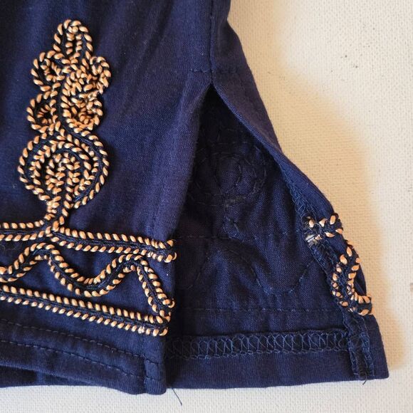 Lauren Michelle Womens Navy Blue Braided Trim Pullover Tunic Blouse Large - Picture 8 of 12